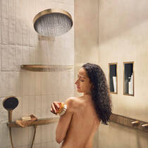 Шлангове підключення Hansgrohe Porter 500 Rainfinity 26843140 з тримачем та полицею, бронза матовий, фото №3