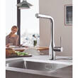 Змішувач для кухні Grohe Essence 30504000 з висувним дворежимним виливом, фото 5