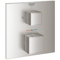 Змішувач прихованого монтажу для душу Grohe Grohtherm Cube 24154DC0 з термостатом на 2 виходи, суперсталь, фото №1