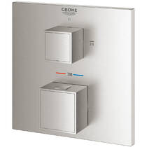 Змішувач прихованого монтажу для душу Grohe Grohtherm Cube 24154DC0 з термостатом на 2 виходи, суперсталь, фото №3