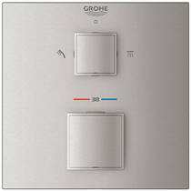 Змішувач прихованого монтажу для душу Grohe Grohtherm Cube 24154DC0 з термостатом на 2 виходи, суперсталь, фото №2