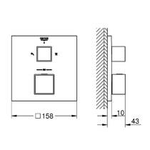 Змішувач прихованого монтажу для душу Grohe Grohtherm Cube 24154DC0 з термостатом на 2 виходи, суперсталь, фото №4