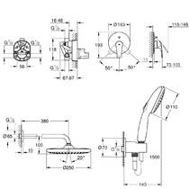 Душова система прихованого монтажу Grohe UA26415SC8 на 2 споживачі, чорний матовий, фото №2