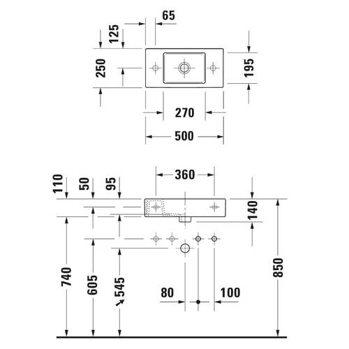 Раковина Duravit Vero Air 0724500008 50 см, білий глянцевий, фото 5