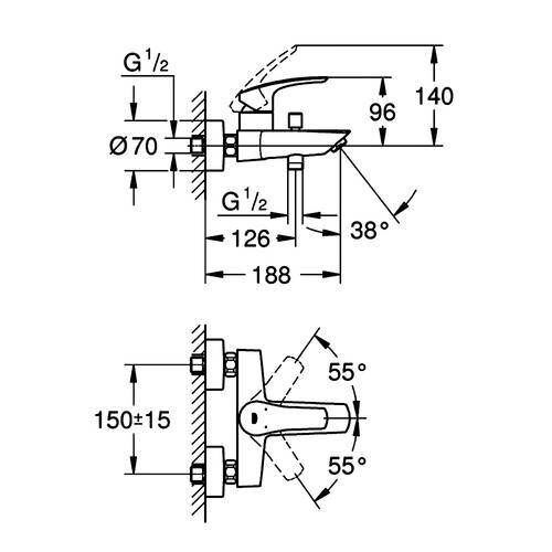 Смеситель для ванны Grohe Eurosmart 333002433 черный матовый, фото 3