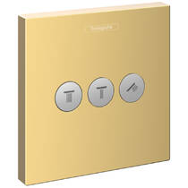 Переключатель потоков скрытого монтажа для душа Hansgrohe ShowerSelect 15764990 на 3 потребителя, полированное золото, фото №1