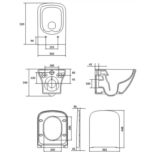 Унітаз підвісний Cersanit Larga Ew Clean On CET В332 з дюропластовим сидінням Slim Wrap Soft Close, фото 2