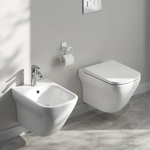 Унітаз підвісний Cersanit Larga Ew Clean On CET В332 з дюропластовим сидінням Slim Wrap Soft Close, фото 3