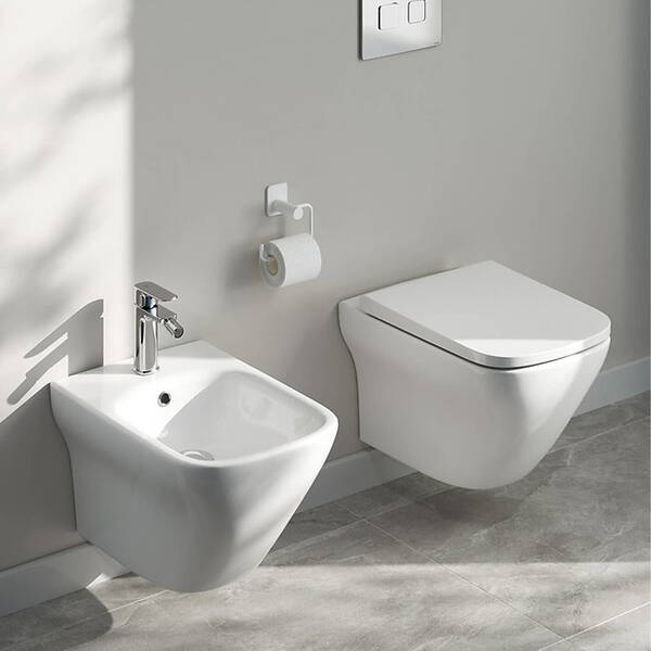 Унітаз підвісний Cersanit Larga Ew Clean On CET В332 з дюропластовим сидінням Slim Wrap Soft Close, фото 3