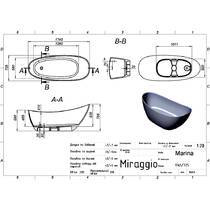 Ванна зі штучного каменю Miraggio Marina Mirasoft 174х72 см, фото №2