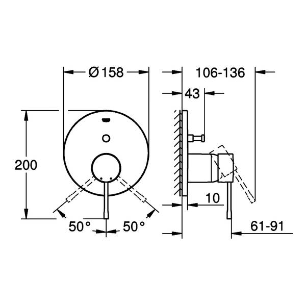 Смеситель скрытого монтажа для душа Grohe Essence 24167A01 графит темный, фото 2