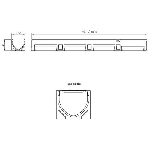 Канал ACO Self Euroline 38500 без решетки 1 м, фото 2