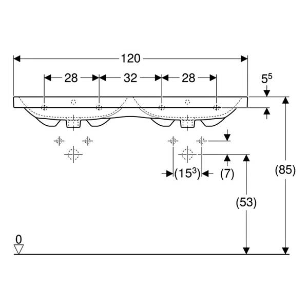 Раковина Geberit iCon Light 501.838.00.3 двойная 120 см - купить в ...