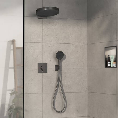 Смеситель скрытого монтажа для душа Hansgrohe ShowerSelect Comfort E 15572340 с термостатом, хром черный матовый, фото 3