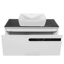 Тумба консольная Аква Родос Ostin 22190 белый мат со столешницей серый мрамор 90 см и раковиной One 46 см, фото №6