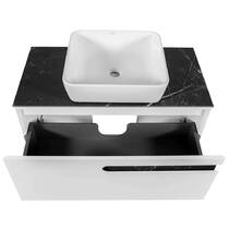 Тумба консольная Аква Родос Ostin 22190 белый мат со столешницей серый мрамор 90 см и раковиной One 46 см, фото №7