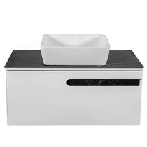 Тумба консольная Аква Родос Ostin 22190 белый мат со столешницей серый мрамор 90 см и раковиной One 46 см, фото №5