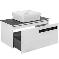 Тумба консольная Аква Родос Ostin 22190 белый мат со столешницей серый мрамор 90 см и раковиной One 46 см, фото №4