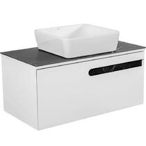 Тумба консольная Аква Родос Ostin 22190 белый мат со столешницей серый мрамор 90 см и раковиной One 46 см, фото №1