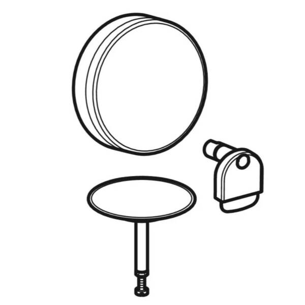 Накладка на сифон для ванни Geberit Split 150.481.KJ.1 d52 для зливу-переливу з поворотним механізмом і наповненням, панель біла, декоративне кільце хром глянець, фото 2