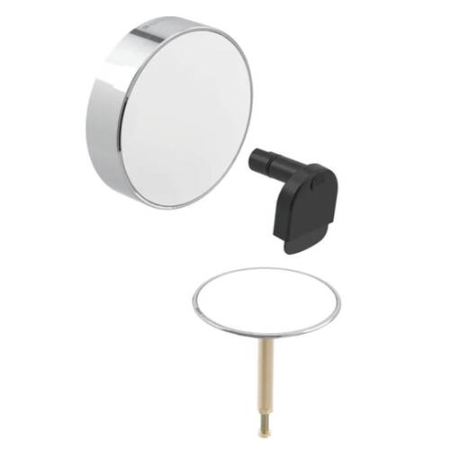 Накладка на сифон для ванни Geberit Split 150.481.KJ.1 d52 для зливу-переливу з поворотним механізмом і наповненням, панель біла, декоративне кільце хром глянець, фото 1