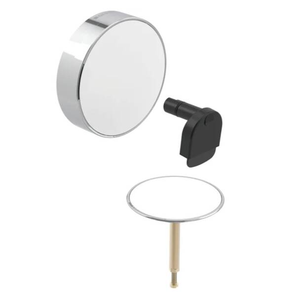 Накладка на сифон для ванни Geberit Split 150.481.KJ.1 d52 для зливу-переливу з поворотним механізмом і наповненням, панель біла, декоративне кільце хром глянець, фото 1