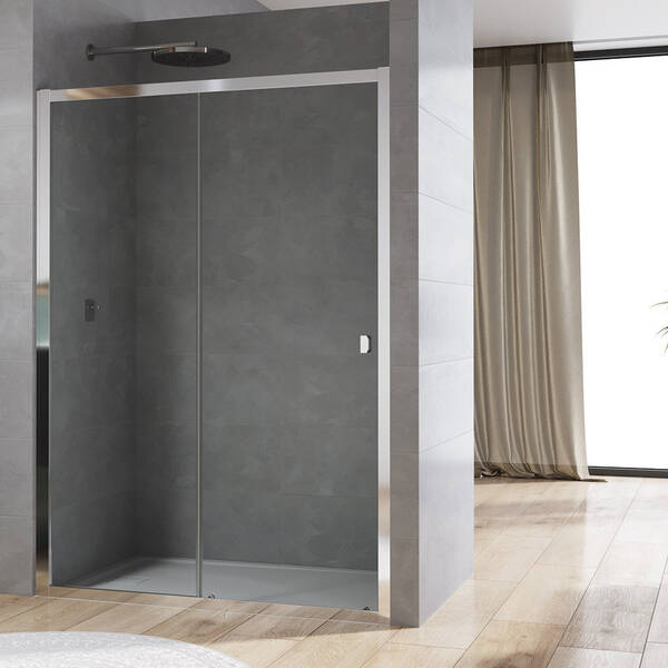 Душові двері Ronal Arelia D20S21204007 1200мм розсувні, скло прозоре, профіль срібний полір., фото 2