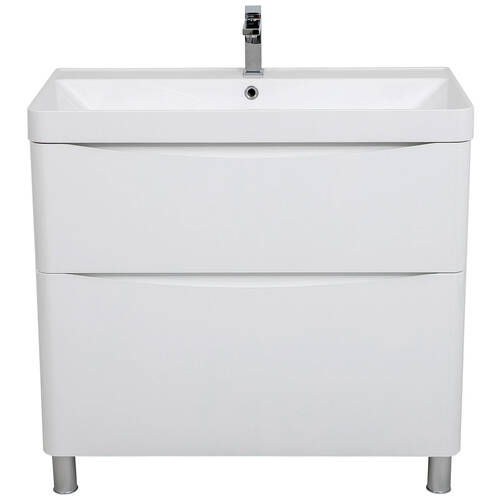 Тумба Аква Родос Амеріна 22915 підлогова білий глянець з раковиною Deep 90 см, фото 3