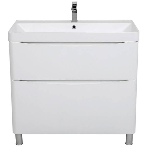 Тумба Аква Родос Амеріна 22915 підлогова білий глянець з раковиною Deep 90 см, фото 3