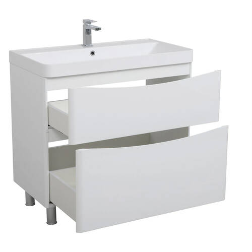 Тумба Аква Родос Амеріна 22915 підлогова білий глянець з раковиною Deep 90 см, фото 2