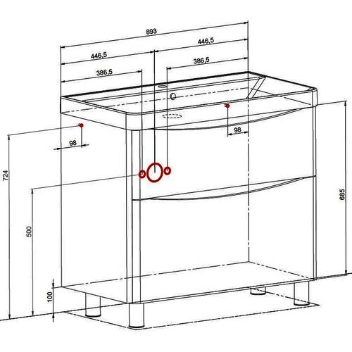 Тумба Аква Родос Амеріна 22915 підлогова білий глянець з раковиною Deep 90 см, фото 7