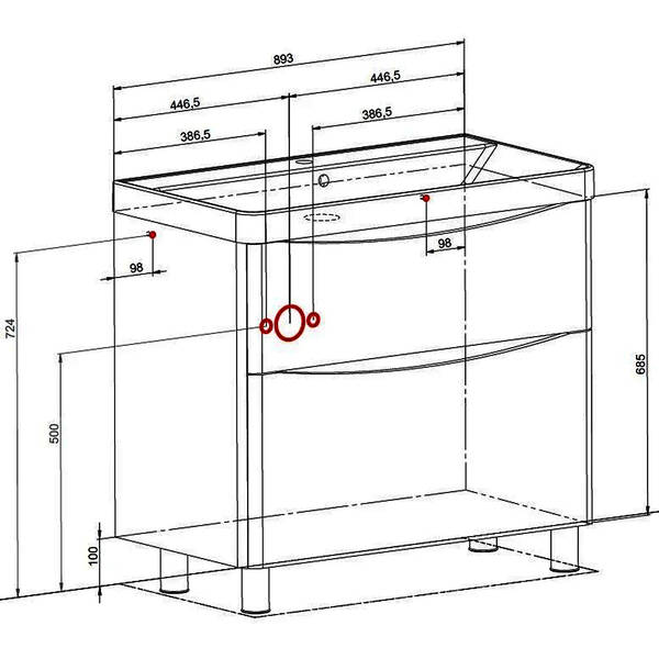 Тумба Аква Родос Амеріна 22915 підлогова білий глянець з раковиною Deep 90 см, фото 7