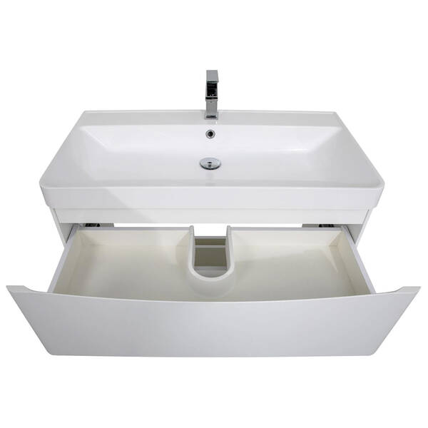 Тумба Аква Родос Амеріна 22915 підлогова білий глянець з раковиною Deep 90 см, фото 5