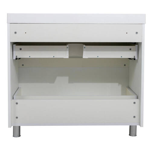 Тумба Аква Родос Амеріна 22915 підлогова білий глянець з раковиною Deep 90 см, фото 6