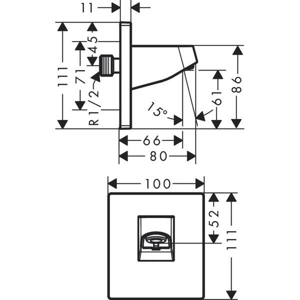 Тримач верхнього душу Hansgrohe Pulsify 24139700 настінний, білий матовий, фото 2