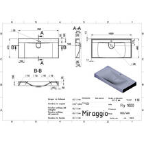 Раковина Miraggio Fly 1000 Mirastone Gray 100 см сірий матовий, фото №2