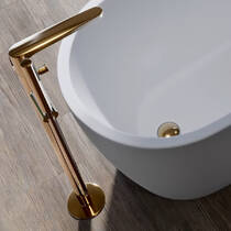 Смеситель для ванны Cersanit Inverto напольный с дополнительной сменной ручкой, золото, фото №1