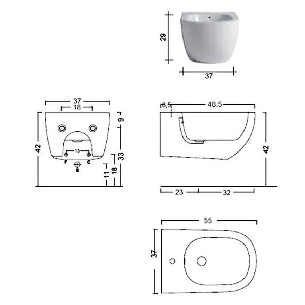 Біде підвісне Nic Design Pin 004 706 051 колір Sabbia матовий, фото 3