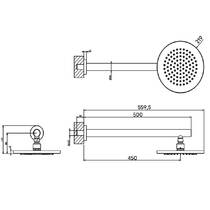 Верхний душ Gessi Minimalistic Shower 54149-708 для настенного монтажа, поворотный с петлей, медь матовая, фото №2