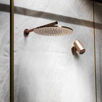 Верхний душ Gessi Minimalistic Shower 54149-708 для настенного монтажа, поворотный с петлей, медь матовая, фото №3