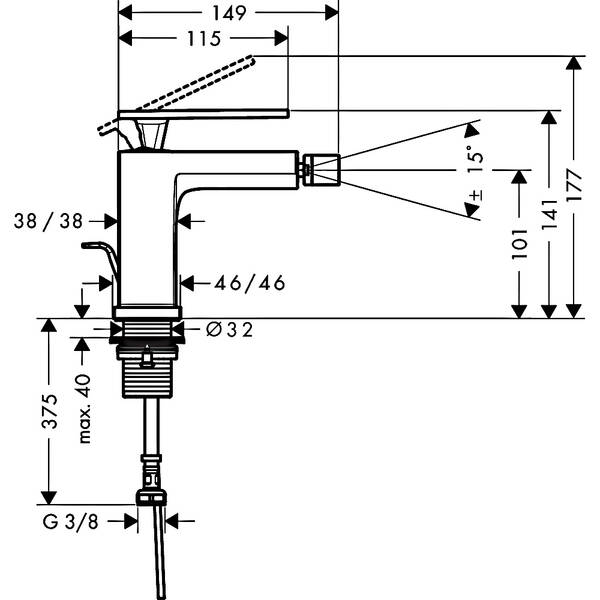 Змішувач для біде Hansgrohe Tecturis E 73200140 бронза матовий, фото 2