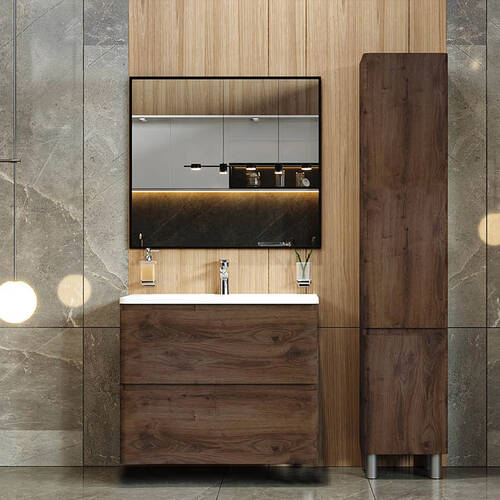 Тумба Аква Родос Акцент 7682 консольна каштан з раковиною Альфа 70 см, фото 7