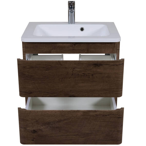 Тумба Аква Родос Акцент 7682 консольна каштан з раковиною Альфа 70 см, фото 5