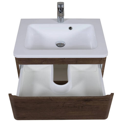 Тумба Аква Родос Акцент 7682 консольна каштан з раковиною Альфа 70 см, фото 6