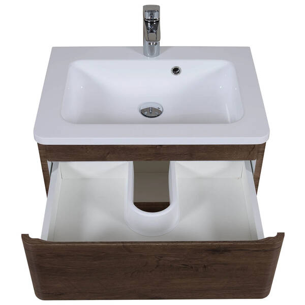 Тумба Аква Родос Акцент 7682 консольна каштан з раковиною Альфа 70 см, фото 6