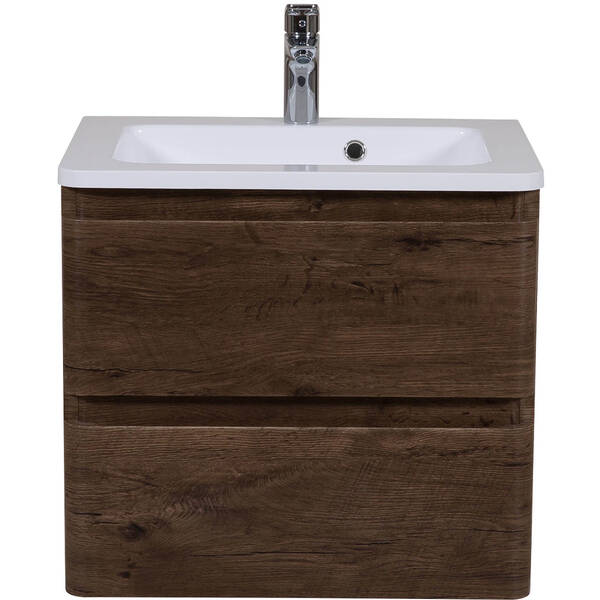 Тумба Аква Родос Акцент 7682 консольна каштан з раковиною Альфа 70 см, фото 4