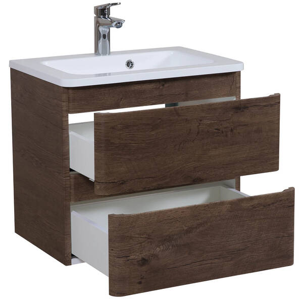 Тумба Аква Родос Акцент 7682 консольна каштан з раковиною Альфа 70 см, фото 3