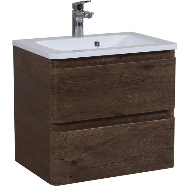 Тумба Аква Родос Акцент 7682 консольна каштан з раковиною Альфа 70 см, фото 1