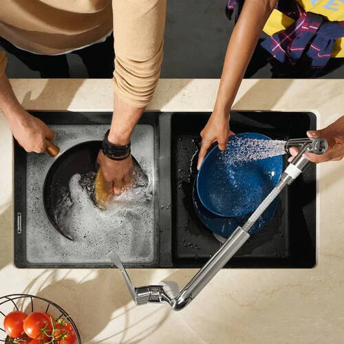 Мойка для кухни Hansgrohe S51 S510-U770 43434170 82 см черный графит, фото 5