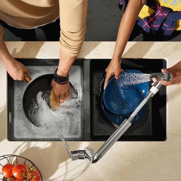 Мойка для кухни Hansgrohe S51 S510-U770 43434170 82 см черный графит, фото 5
